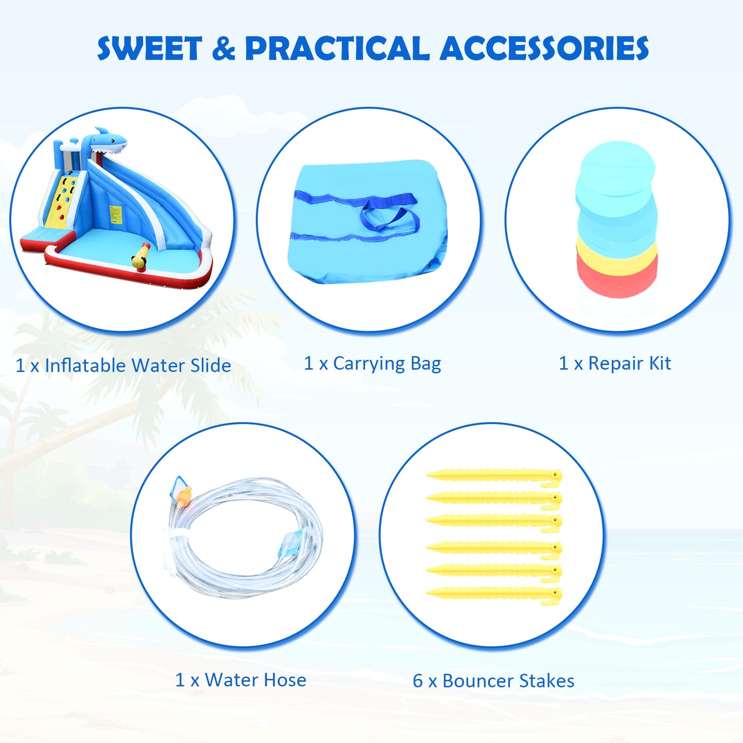 Inflatable Shark Bounce House with Water Slide and Climbing Wall without Blower Bounce House at Gallery Canada