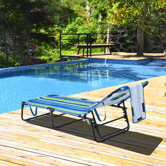 Beach Chaise Lounge Chair With Face Hole, Removable Pillow, Blue Green Outdoor Chaise Lounges Blue & Green at Gallery Canada