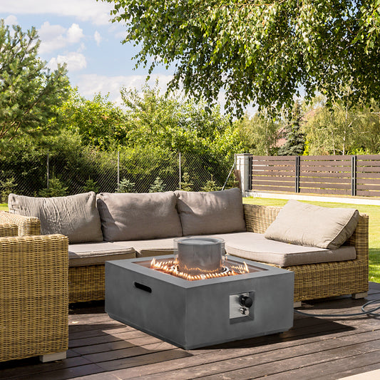 28 Inch 50000 BTU Patio Square Propane Fire Pit with PVC Cover, Gray Fire Pits Gray at Gallery Canada