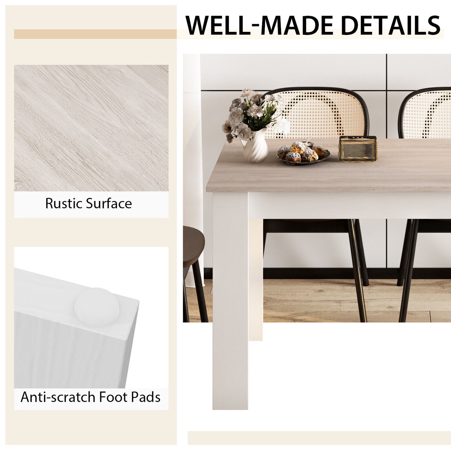 47 Inches Dining Table, Kitchen And Dining Room, Light Gray Dining Tables at Gallery Canada