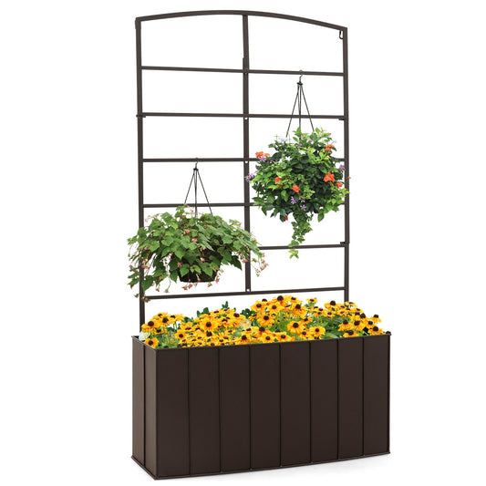 44 Inch Metal Raised Garden Bed with Trellis for Garden, Black at Gallery Canada