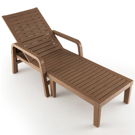 Patio PP Chaise Lounge Chair with 4-Position Adjustable Backrest, Natural at Gallery Canada