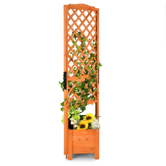 71" Raised Garden Bed with Trellis and Planter Box, Orange