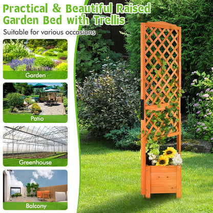 71" Raised Garden Bed with Trellis and Planter Box, Orange at Gallery Canada