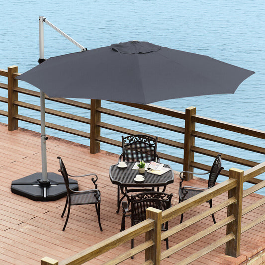 11 Feet Patio Umbrella, 360 Rotation Aluminum Tilt, Gray Outdoor Umbrellas Gray at Gallery Canada