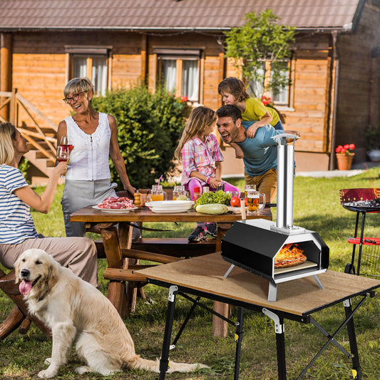 Outdoor Pizza Oven with Stone, Foldable Legs, Black Outdoor Grills Black at Gallery Canada
