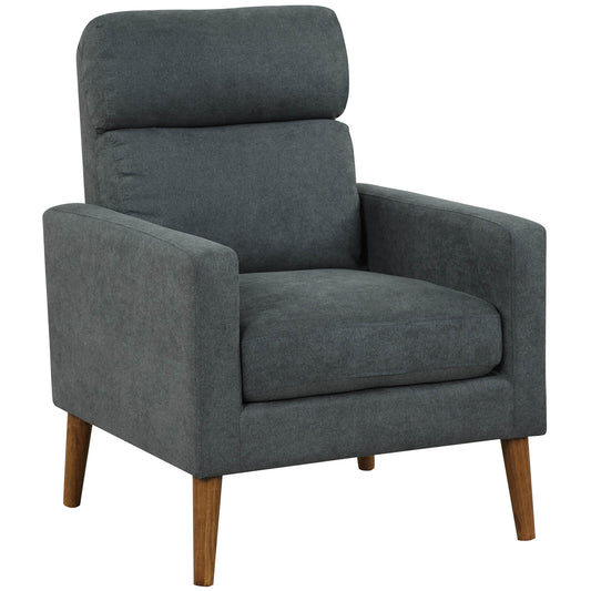 Lint Fabric Modern Accent Chair with Solid Wood Legs, Gray