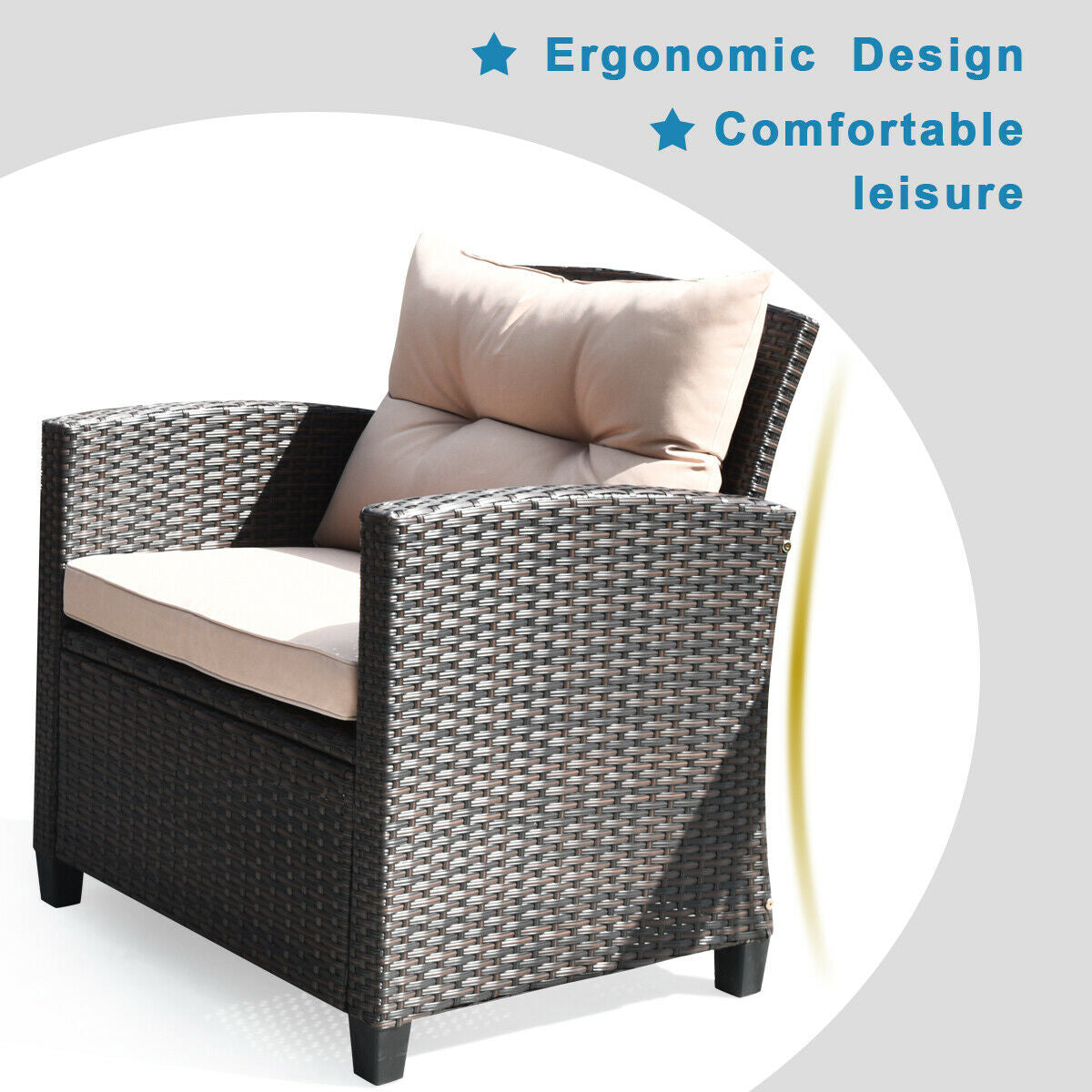 Outdoor Rattan Armrest Furniture Set, 4 Pieces, Table With Lower Shelf, Beige Patio Conversation Sets at Gallery Canada