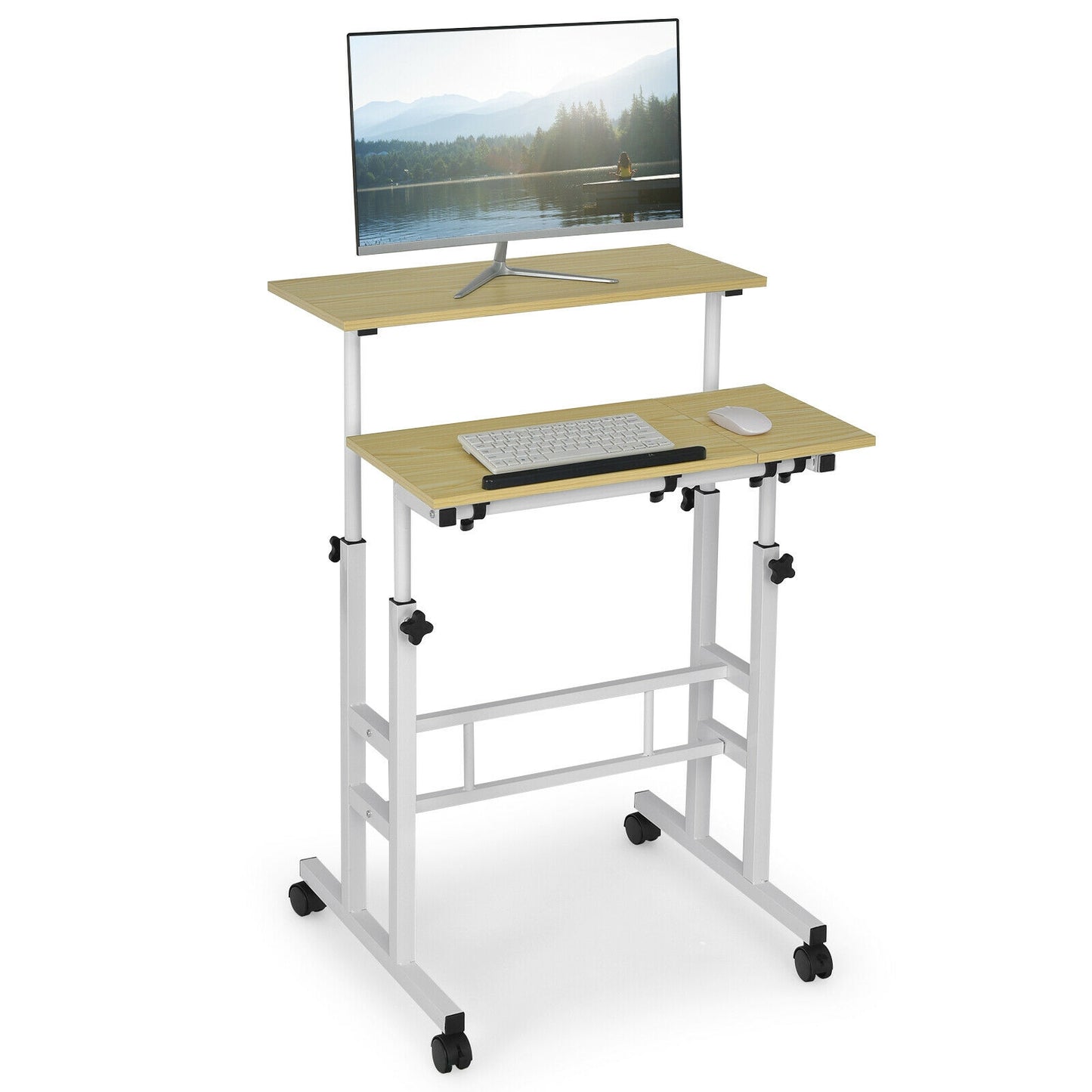Mobile Standing Desk, Adjustable Tilting Workstation, Natural Laptop Tables & Printer Stands at Gallery Canada