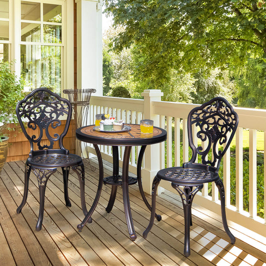 3-Piece Cast Aluminum Patio Bistro Set, Copper Patio Conversation Sets Copper at Gallery Canada