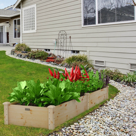 Wooden Raised Garden Bed, Outdoor, For Vegetables Flowers Fruit, Natural Raised Garden Beds Natural at Gallery Canada