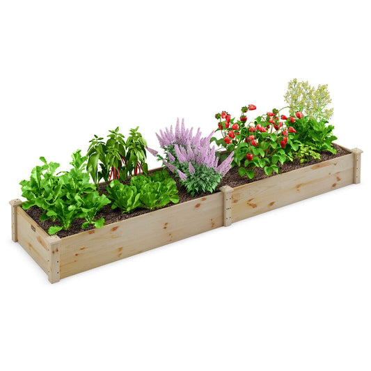 Wooden Raised Garden Bed Outdoor for Vegetables Flowers Fruit, Natural