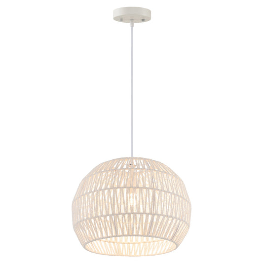 Round Farmhouse Rattan Pendant Lights with Adjustable Hanging Rope, Beige at Gallery Canada