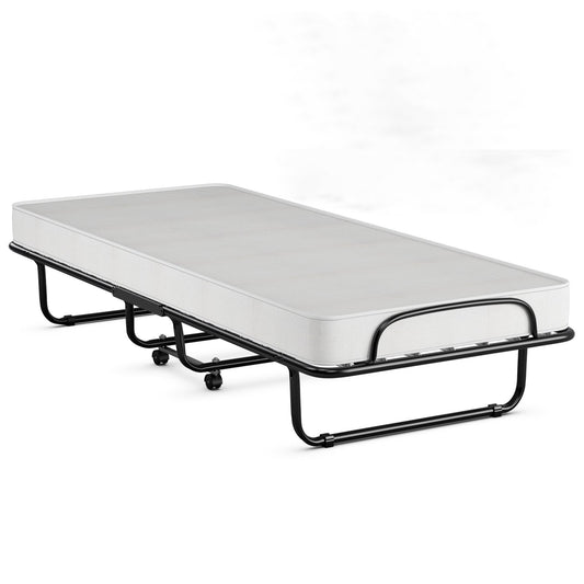 Rollaway Folding Bed with Memory Foam Mattress and Sturdy Metal Frame Made in Italy, Black at Gallery Canada