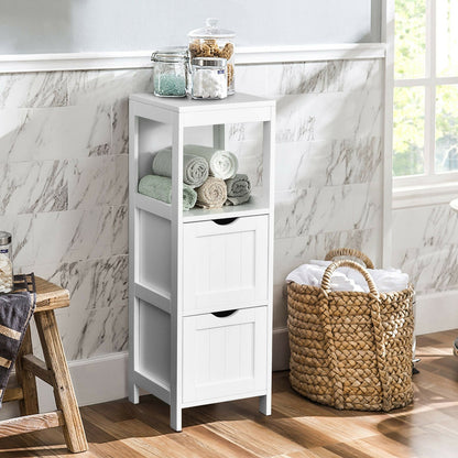 Wooden Bathroom Floor Cabinet with Removable Drawers, White at Gallery Canada
