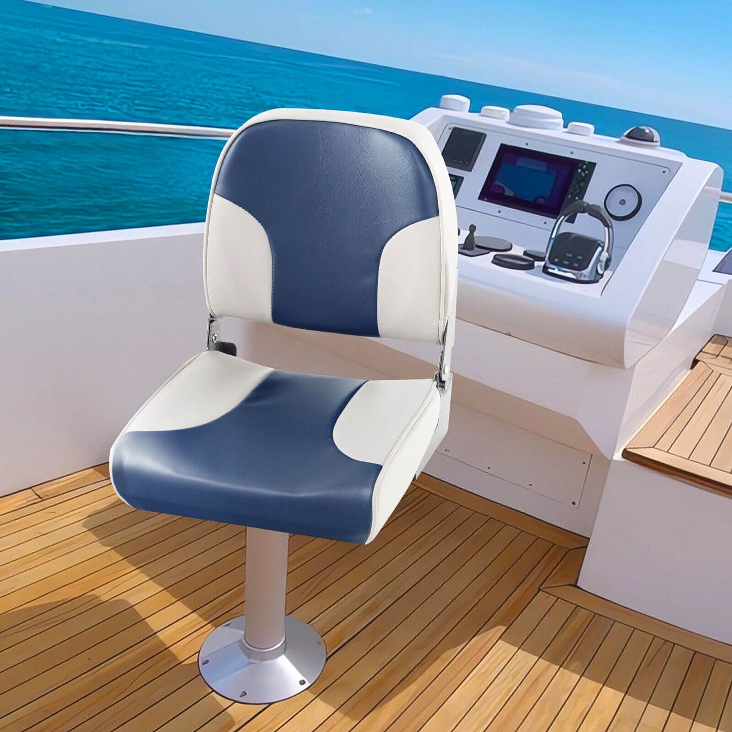 2 Piece Low Back Boat Seat Set, Sponge Padding, Aluminum Hinges, Blue Water Sports at Gallery Canada
