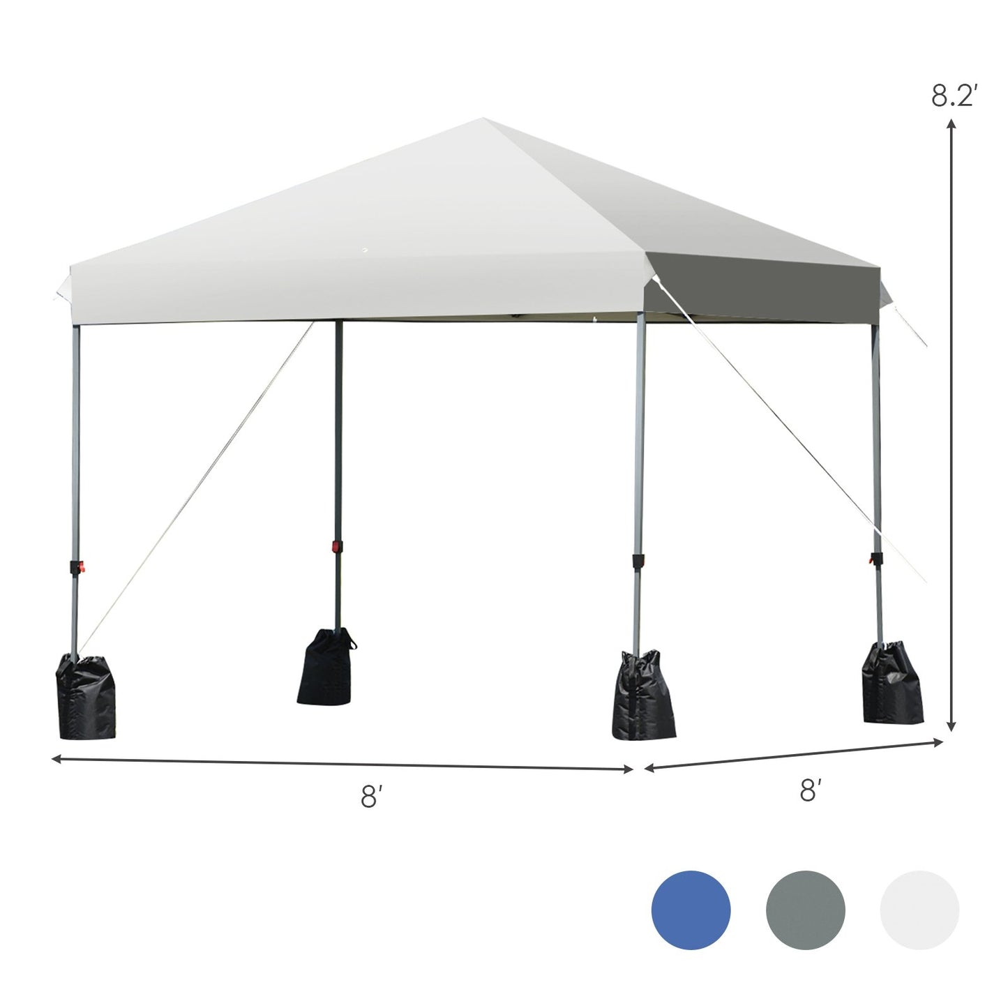 8’x8' Outdoor Pop up Canopy Tent  w/Roller Bag, White at Gallery Canada
