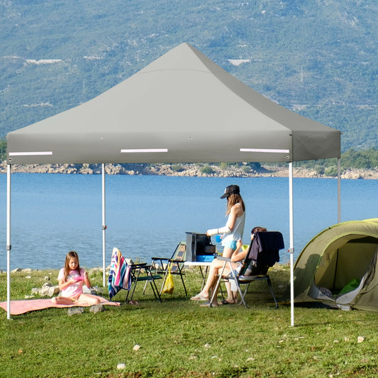 10 x 10 Feet Pop Up Gazebo, Adjustable Folding Awning, Gray Canopies Gray at Gallery Canada