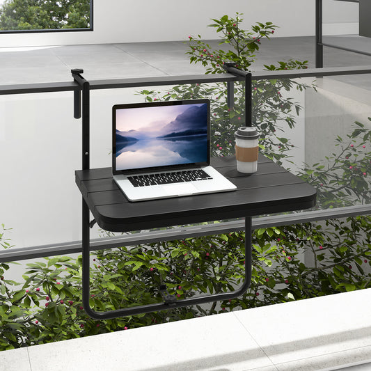 Folding Hanging Table, 3-Level Adjustable Height, Black Patio Tables Black at Gallery Canada