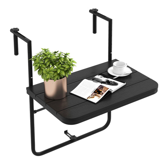 Folding Hanging Table with 3-Level Adjustable Height for Patio Balcony, Black at Gallery Canada