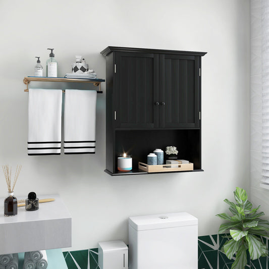 Wall Mount Bathroom Storage Cabinet, 2-Door, Black Wall Cabinets Black at Gallery Canada