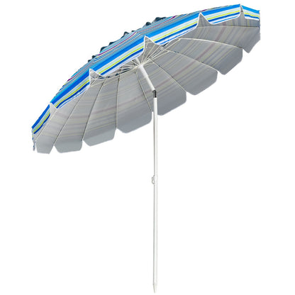8FT Portable Beach Umbrella with Sand Anchor and Tilt Mechanism for Garden and Patio, Blue at Gallery Canada