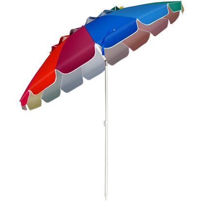 8FT Portable Beach Umbrella with Sand Anchor and Tilt Mechanism for Garden and Patio, Multicolor at Gallery Canada
