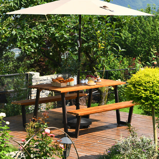70 Inch Dining Table Set With Seats And Umbrella Hole Picnic Tables Options at Gallery Canada
