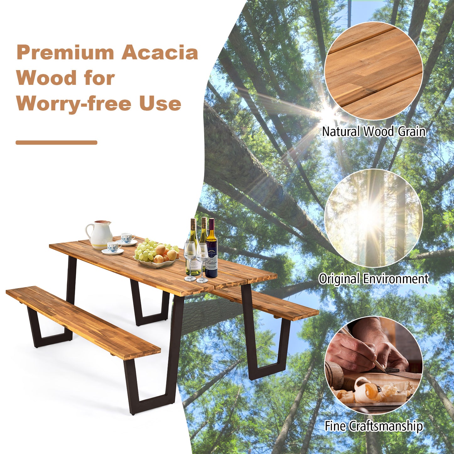 70 Inch Dining Table Set With Seats And Umbrella Hole Picnic Tables at Gallery Canada