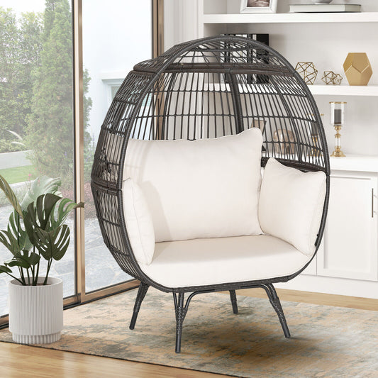 Oversized Rattan Egg Lounge Chair, 4 Cushions, Brown Outdoor Chaise Lounges Brown at Gallery Canada
