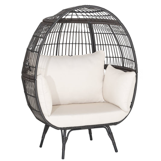 Oversized Patio Rattan Egg Lounge Chair with 4 Cushions, Brown at Gallery Canada