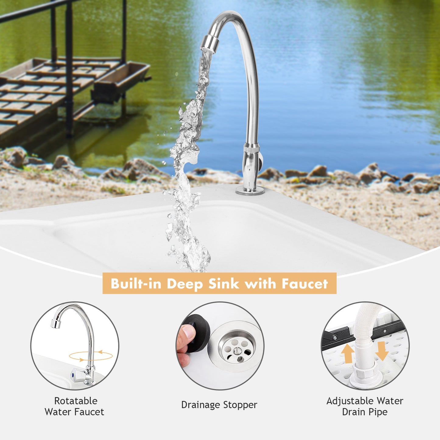 Folding Portable Fish Cleaning Cutting Table, White Camping Furniture at Gallery Canada