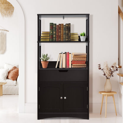 Bathroom Storage Cabinet with Drawer and Shelf Floor Cabinet, Black at Gallery Canada