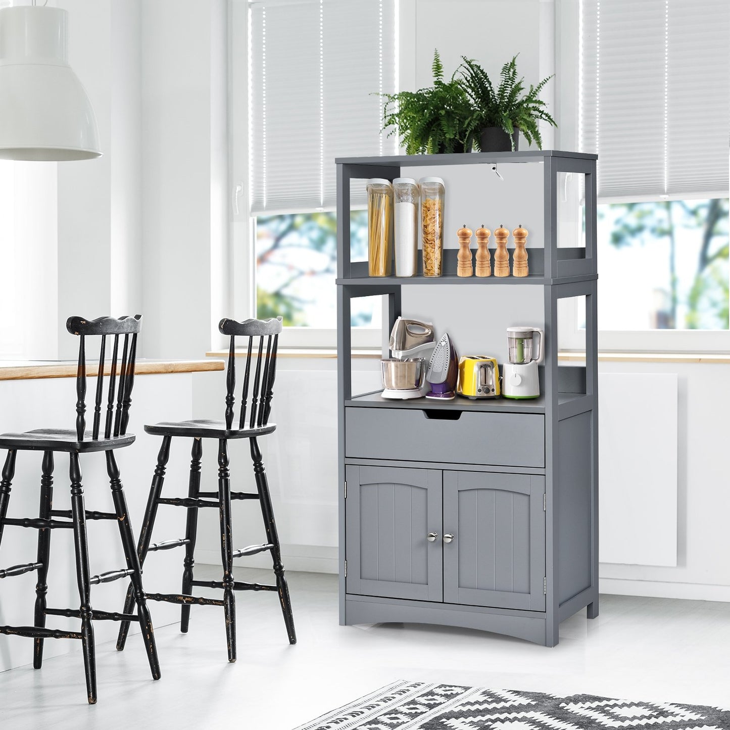 Bathroom Storage Cabinet with Drawer and Shelf Floor Cabinet, Gray at Gallery Canada