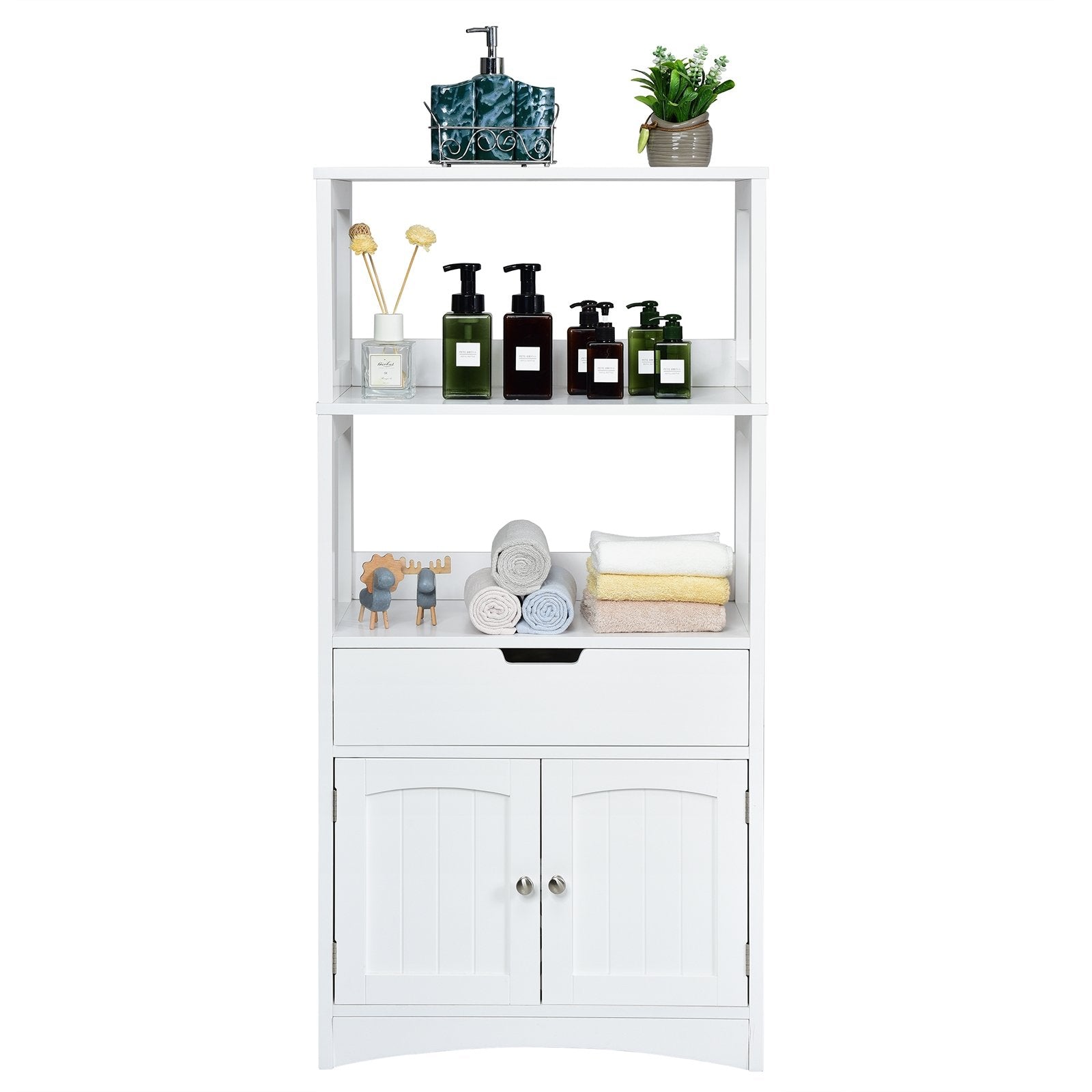 Bathroom Storage Cabinet with Drawer and Shelf Floor Cabinet, White at Gallery Canada