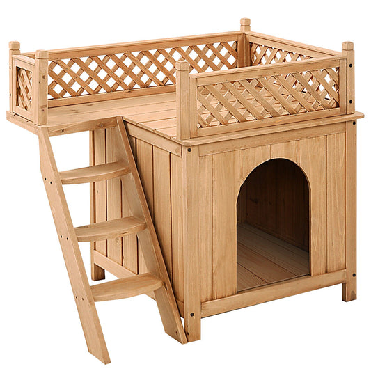 Wooden Dog House with Stairs and Raised Balcony for Puppy and Cat at Gallery Canada