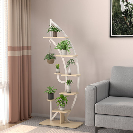 6-Tier 9 Potted Metal Plant Stand, White