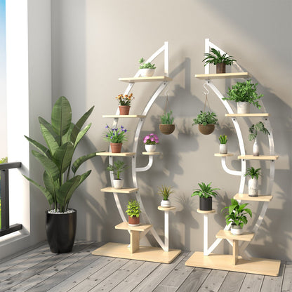 6-Tier 9 Potted Metal Plant Stand Holder Display Shelf with Hook, White at Gallery Canada