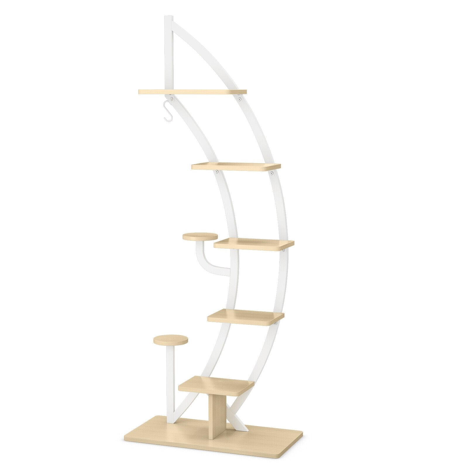 6-Tier 9 Potted Metal Plant Stand Holder Display Shelf with Hook, White at Gallery Canada