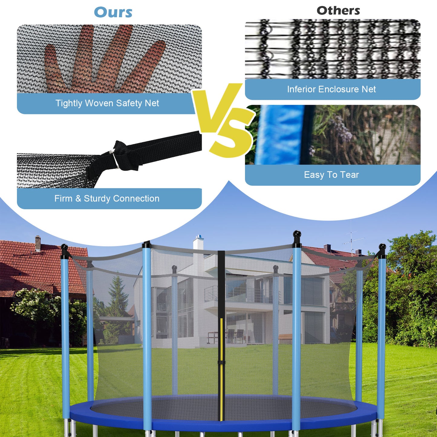 15 Ft Trampoline Replacement Safety Net, Adjustable Straps, Black Trampoline Accessories at Gallery Canada