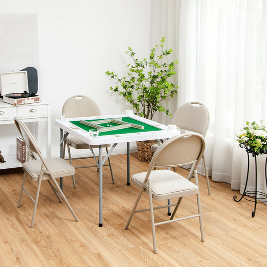 4-Player Mahjong Table, Iron Frame, Green