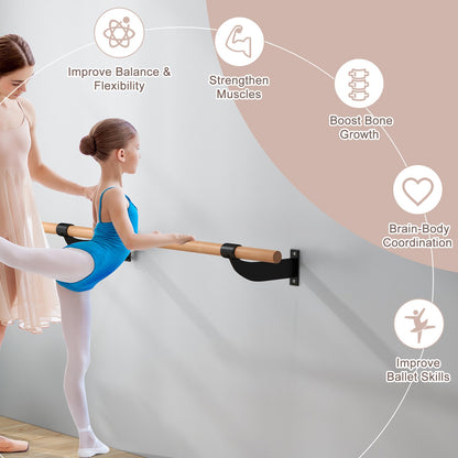 4 Feet Wall-Mounted Ballet Barre for Yoga, Black