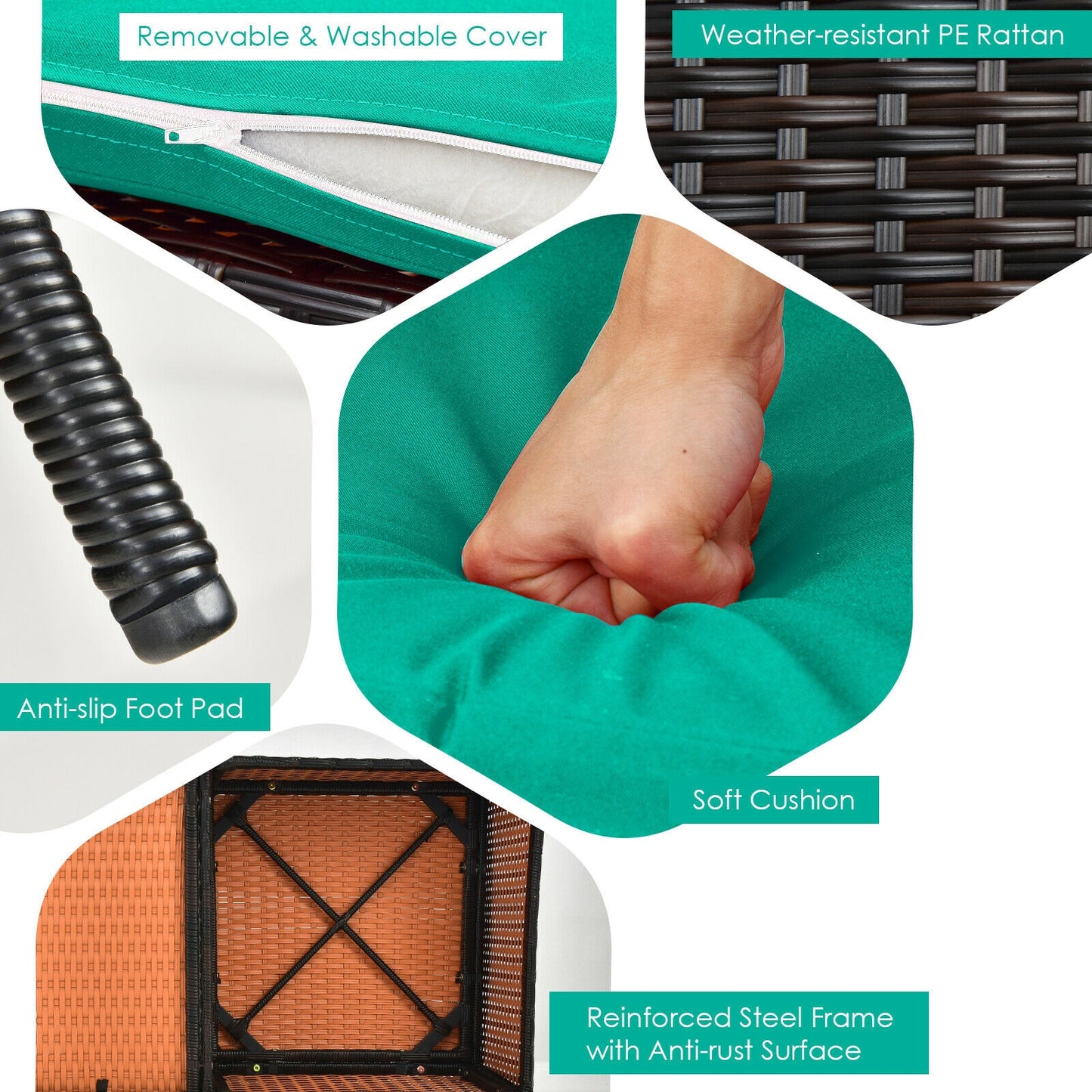 Patio Rattan Wicker Conversation Set Sofa Cushioned Loveseat Glass Table, Turquoise Patio Conversation Sets at Gallery Canada