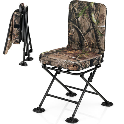 Swivel Folding Chair with Backrest and Padded Cushion, Camouflage