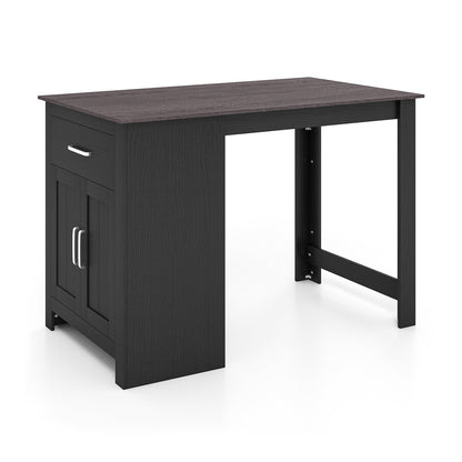 Counter Height Bar Table with Storage Cabinet and Drawer, Black at Gallery Canada