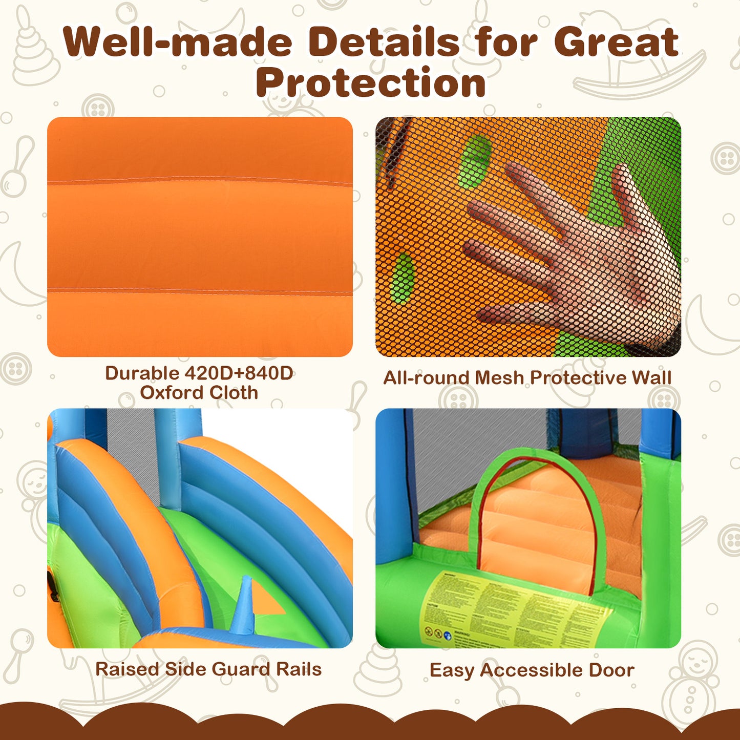 7-in-1 Inflatable Giant Water Park Bouncer, Dual Climbing Walls, 735W Blower Bounce House at Gallery Canada