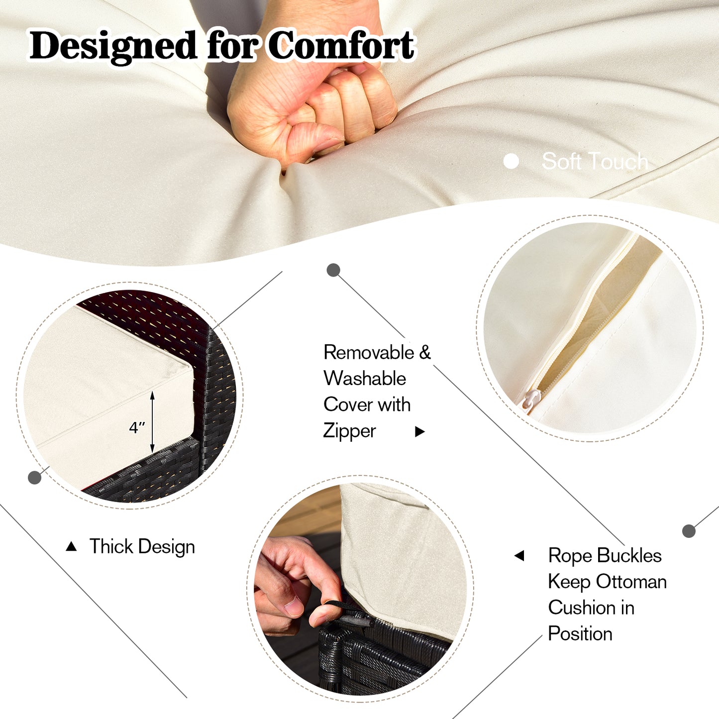 9 Pieces Outdoor Wicker Sectional with 35 Inch Gas Fire Pit Table, Off White Outdoor Sectionals at Gallery Canada