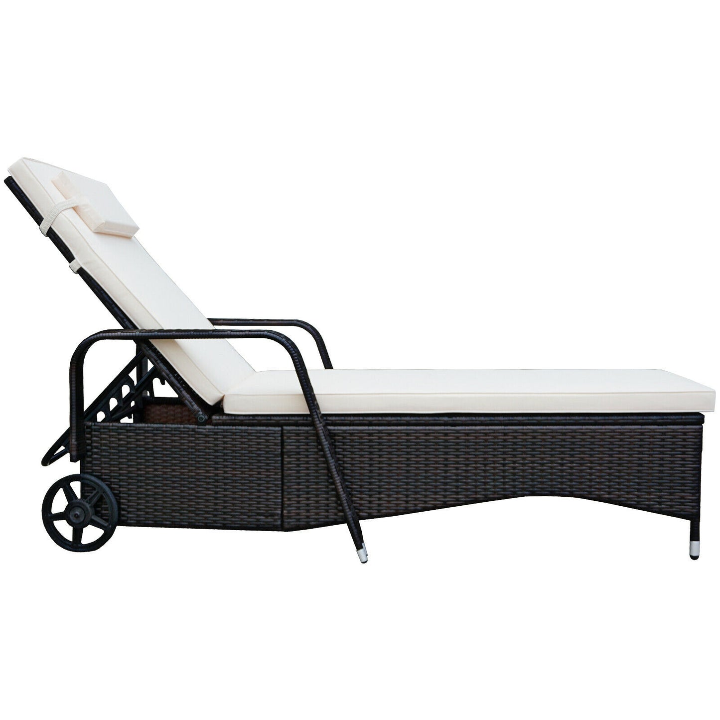Outdoor Recliner Cushioned Chaise Lounge with Adjustable Backrest, White Outdoor Chaise Lounges at Gallery Canada