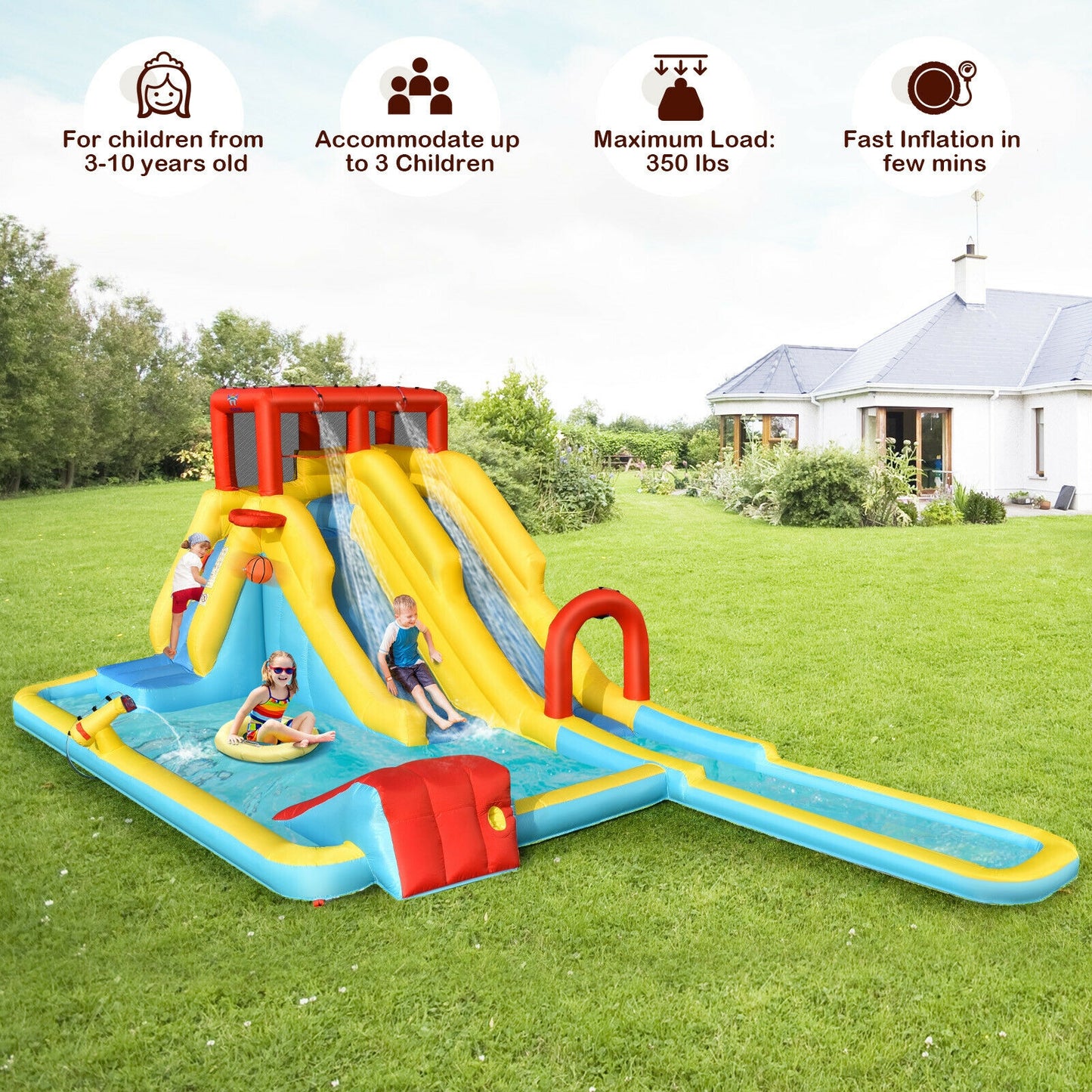 7-In-1 Inflatable Dual Slide Water Park Bounce House Bounce House at Gallery Canada