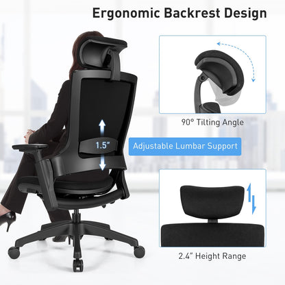 Reclining Computer Desk Chair with 3D Armrests and Headrest, Black at Gallery Canada